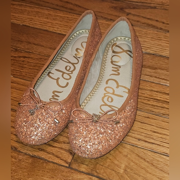 Girl's Sam Edelman Felicia Flats size 2 orange/peach great for fall - Picture 2 of 3